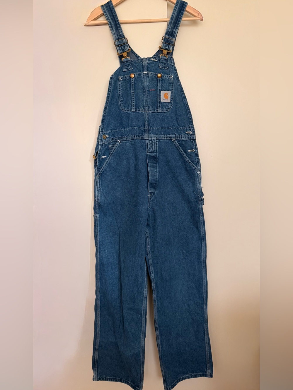 Vintage Carhartt Utility Denim Blue Jean Bib Overalls Medium Unisex M/L